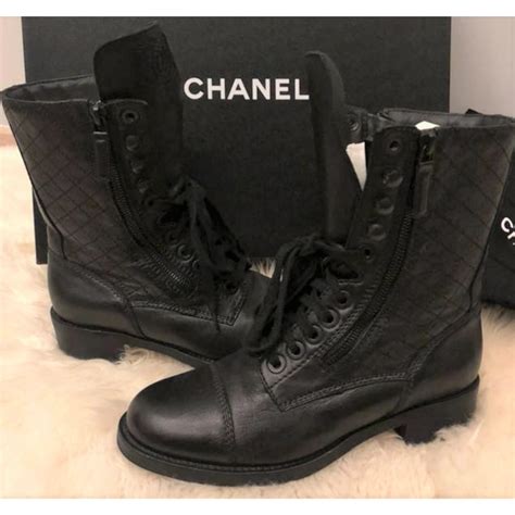 chanel black.boots|chanel black combat boots.